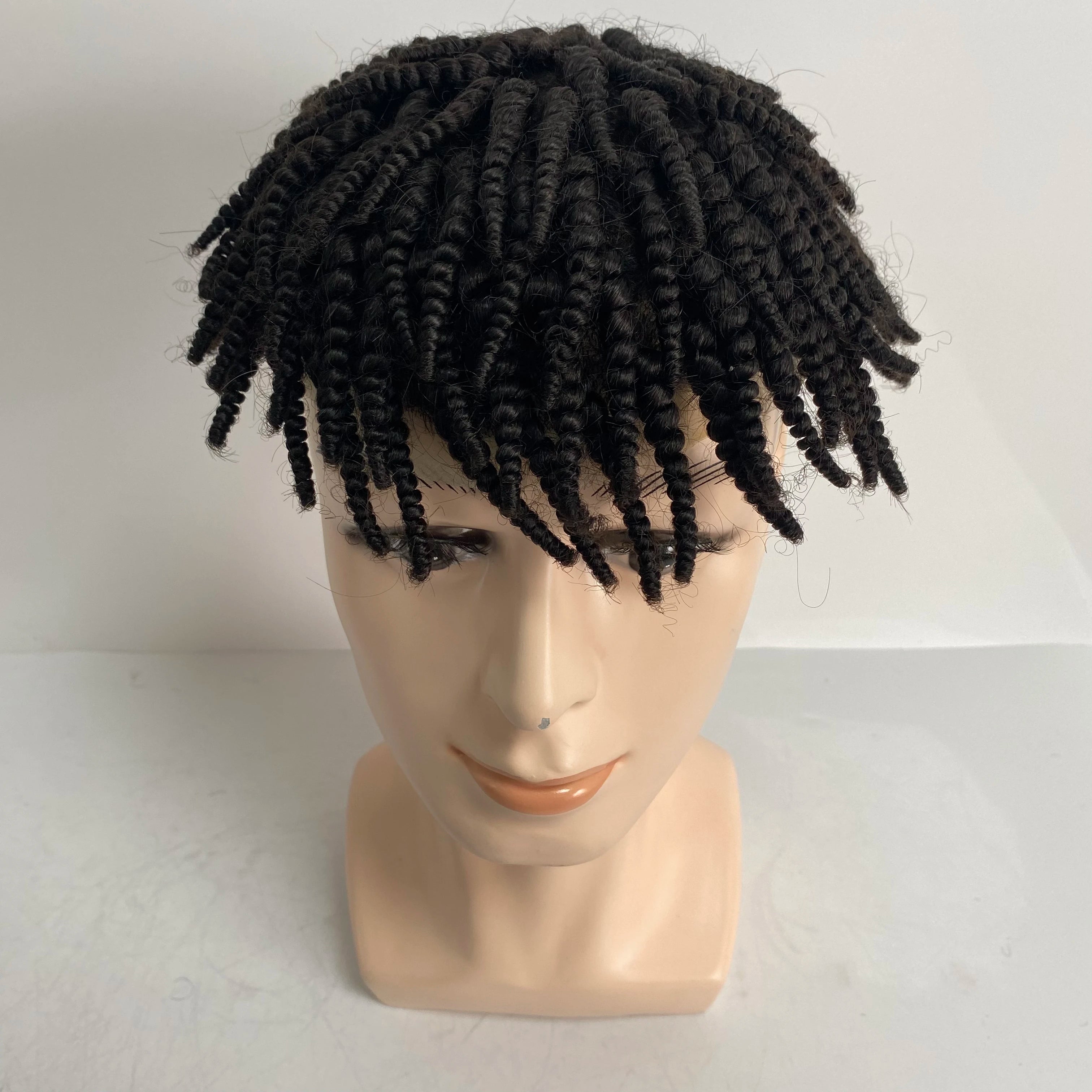 Peruka afro braids w stylu australijskim z koronką i PU dla czarnych mężczyzn