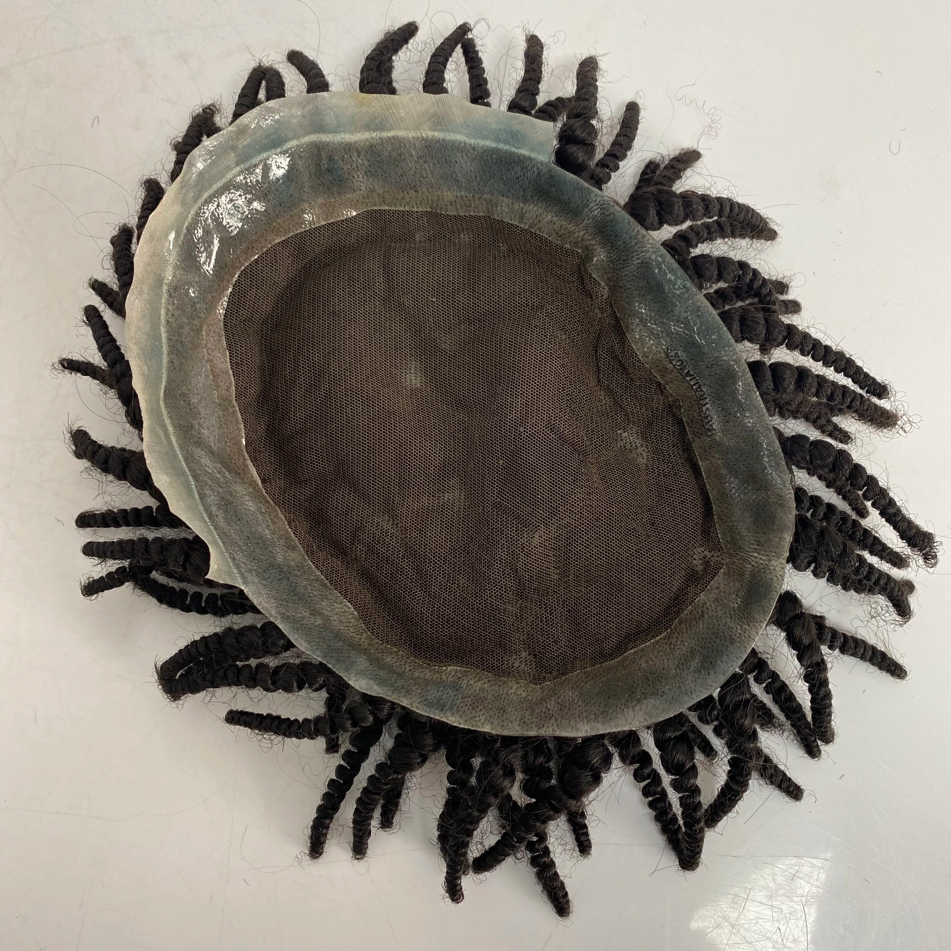 Peruka afro braids w stylu australijskim z koronką i PU dla czarnych mężczyzn