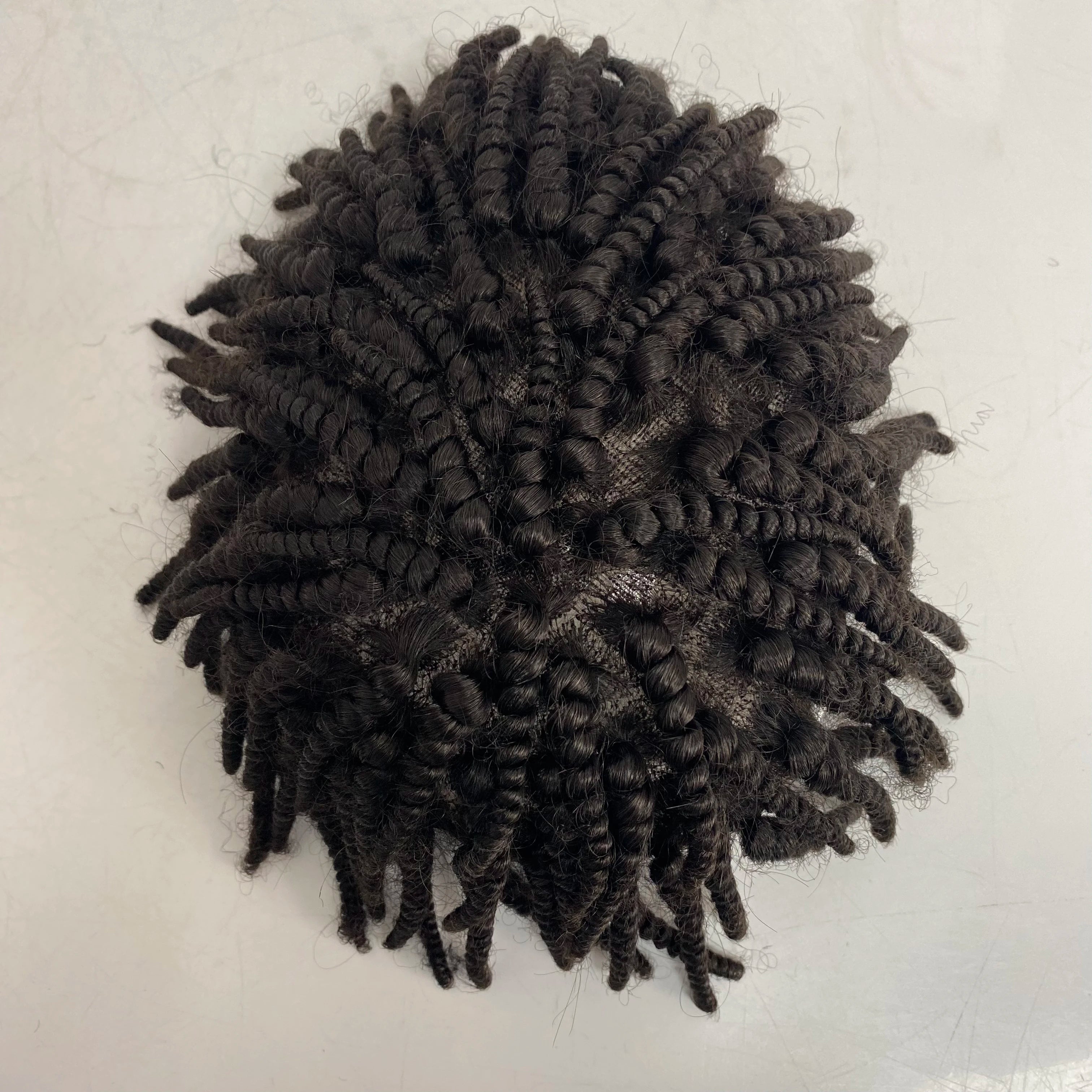 Peruka afro braids w stylu australijskim z koronką i PU dla czarnych mężczyzn