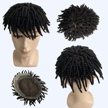 Afro fletter AUS tupé blonde med PU-enhet for svarte menn