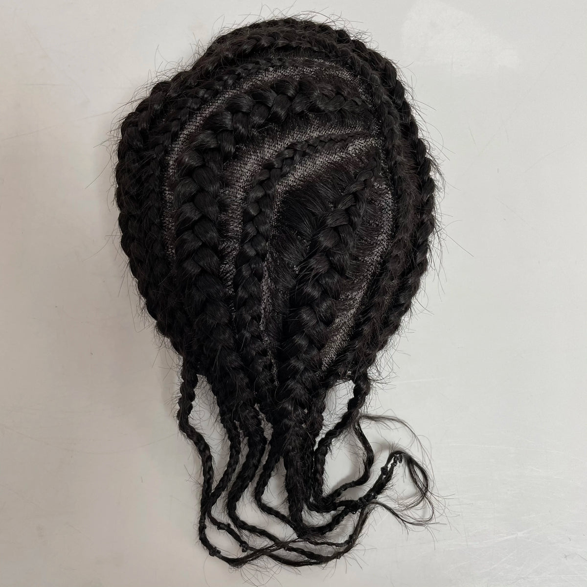 Human Hair System Lace with PU Braids Toupee for Black Men