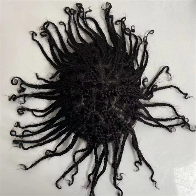 Box Braids Geknoopte Skin Toupet voor Zwarte Mannen