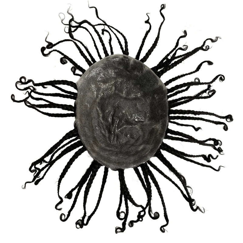 Box Braids Geknoopte Skin Toupet voor Zwarte Mannen