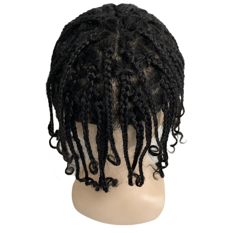 Box Braids Geknoopte Skin Toupet voor Zwarte Mannen