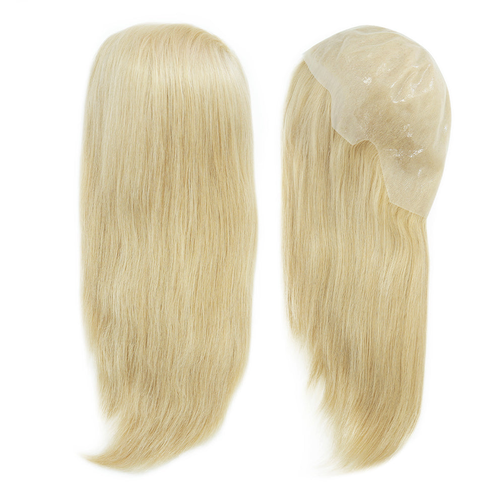 14" ihmisen hiuksista valmistettu täysi polyskin-juutalaisperuukki naisille