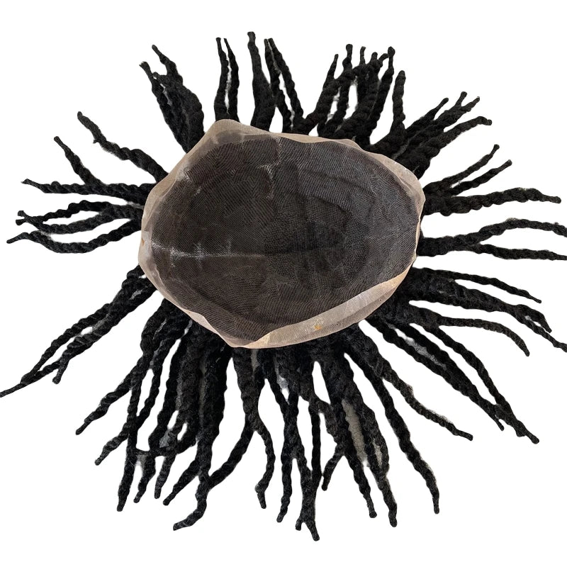 7 tuuman afro twist -letit toupee kokopitsiyksikkö intialaista virgin-ihmishiusta mustille miehille