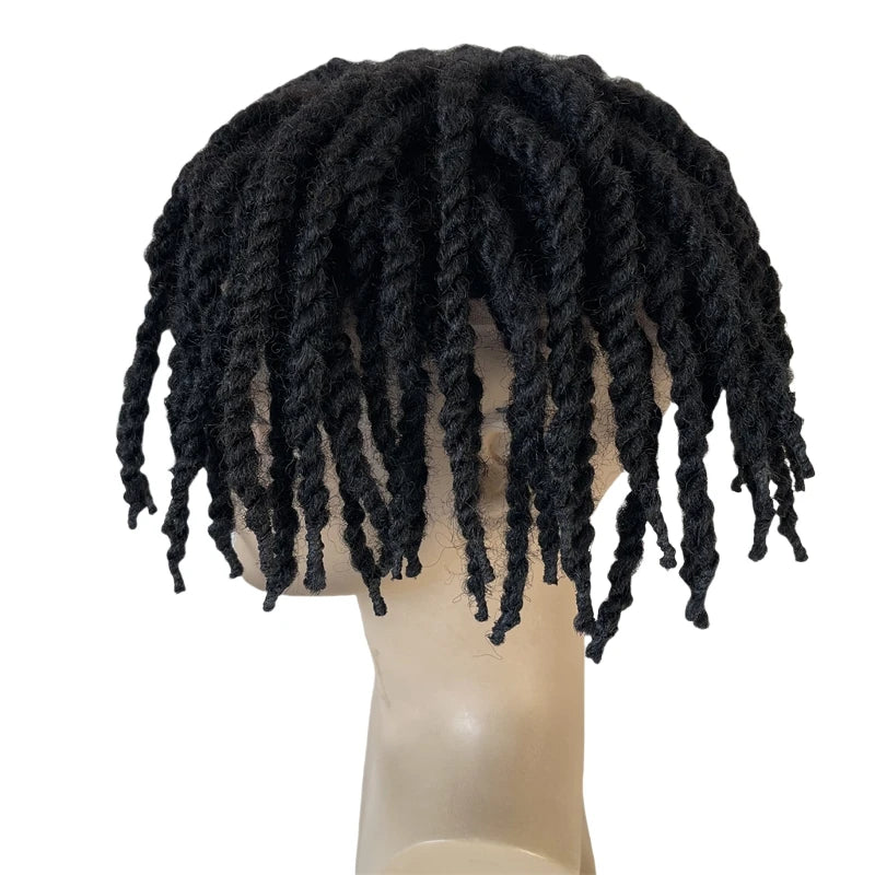 7 tuuman afro twist -letit toupee kokopitsiyksikkö intialaista virgin-ihmishiusta mustille miehille