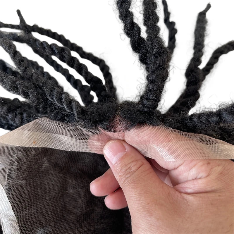 7 tuuman afro twist -letit toupee kokopitsiyksikkö intialaista virgin-ihmishiusta mustille miehille