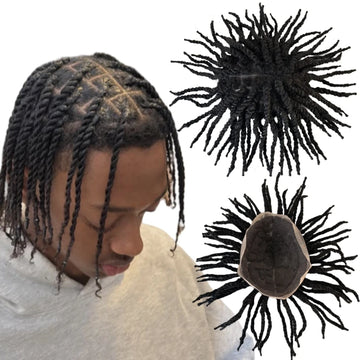 7 tuuman afro twist -letit toupee kokopitsiyksikkö intialaista virgin-ihmishiusta mustille miehille