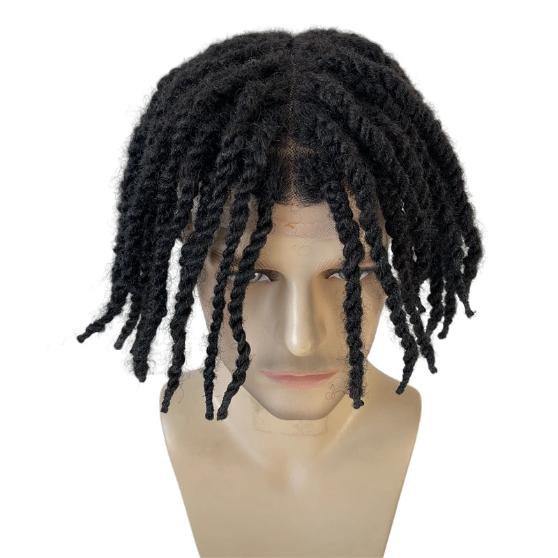 7 tuuman afro twist -letit toupee kokopitsiyksikkö intialaista virgin-ihmishiusta mustille miehille