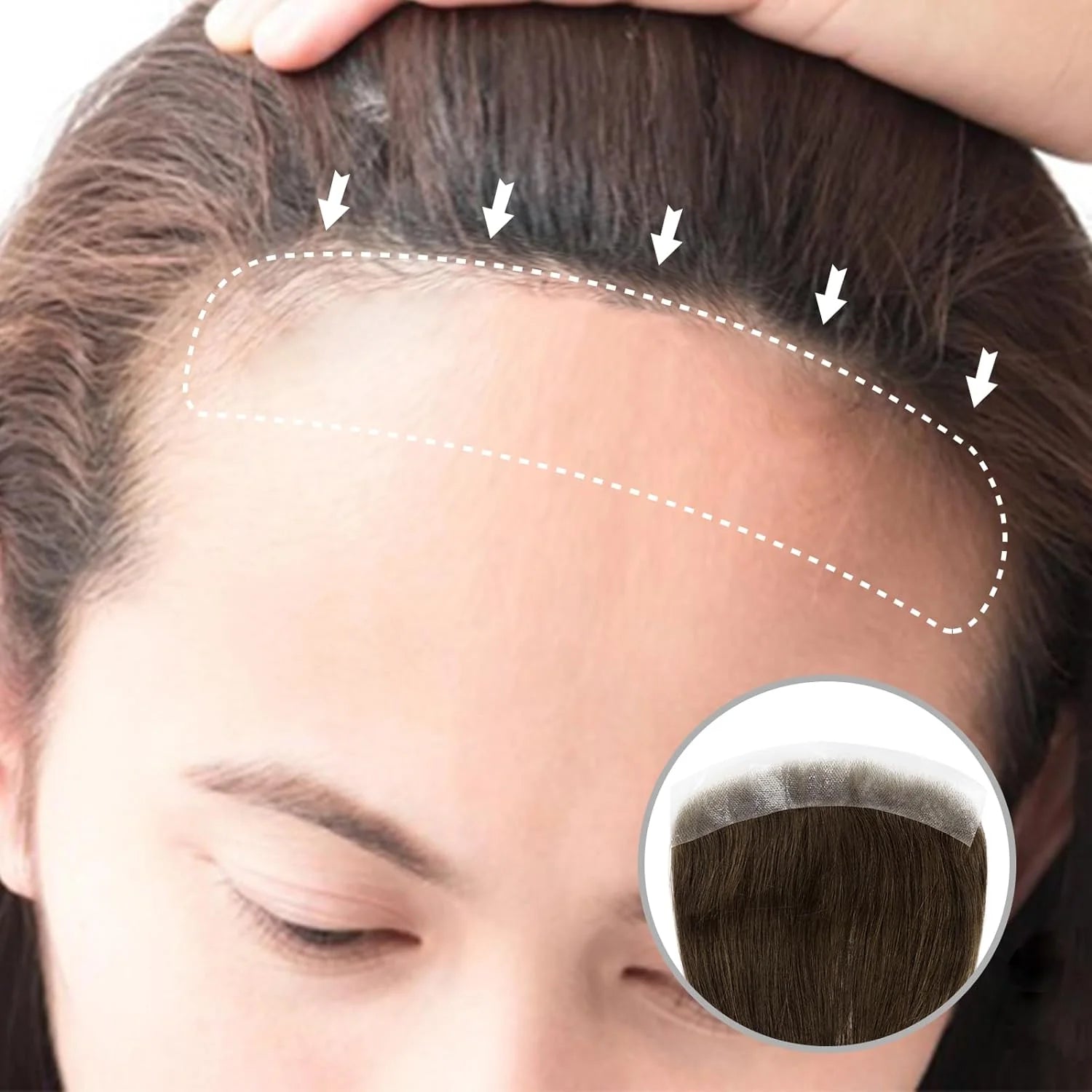 Menneskehår frontal hårdel til kvinders hårlinje/pande