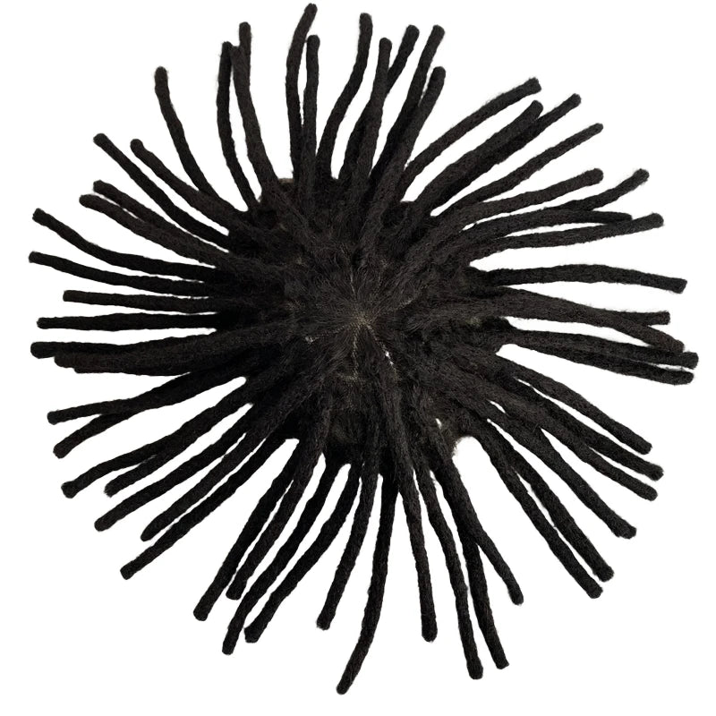 Dreadlockit Q6 -tukkatoupee mustille miehille, aito hiusten korvausjärjestelmä