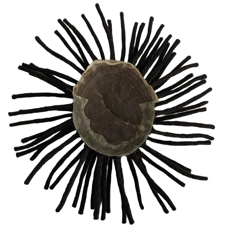 Dreadlocks Q6 Toupee for Black Men Human Hair Replacement System - worn view