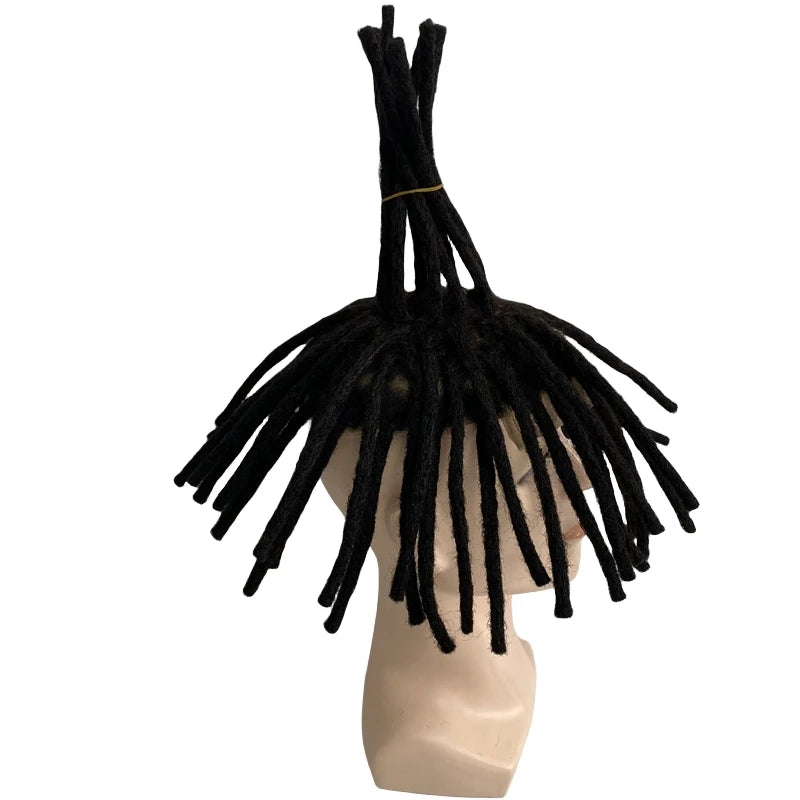 Dreadlockit Q6 -tukkatoupee mustille miehille, aito hiusten korvausjärjestelmä