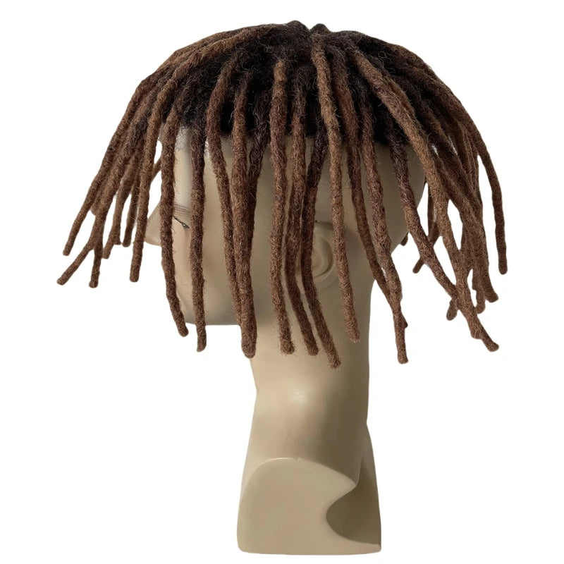 8 Inch Ombre Kleur T#2/30 Indisch Virgin Human Hair Dreadlocks Toupet voor Zwarte Mannen