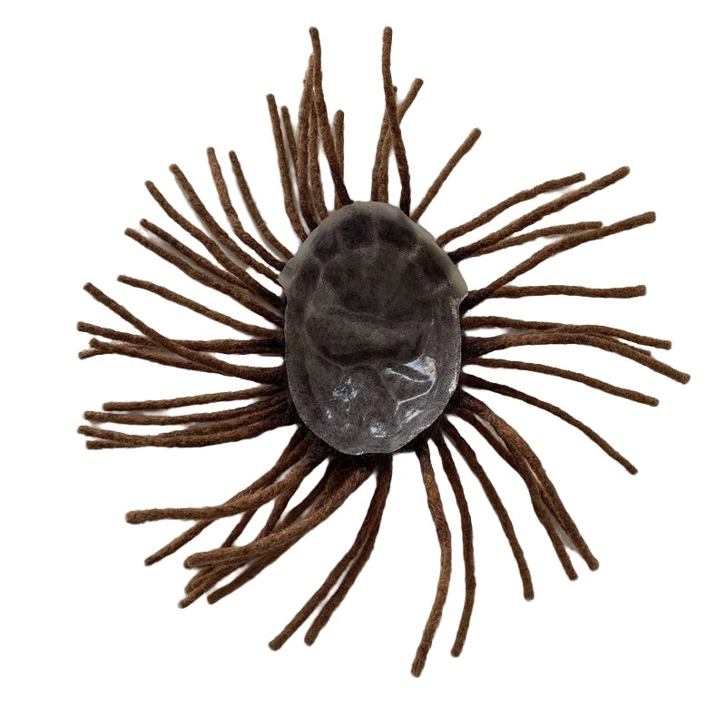 8 Inch Ombre Kleur T#2/30 Indisch Virgin Human Hair Dreadlocks Toupet voor Zwarte Mannen