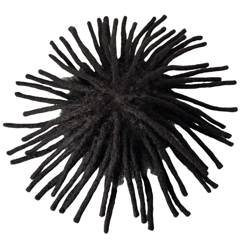 8 Inch Indian Virgin Human Hair Toupee Dreadlocks Front Lace Units #1B Black for Men - front hairline view