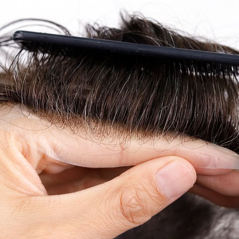 0.04–0.06mm V-Loop Thin Skin Men's Hair System | 8x10 | Antimicrobial Base — base construction detail
