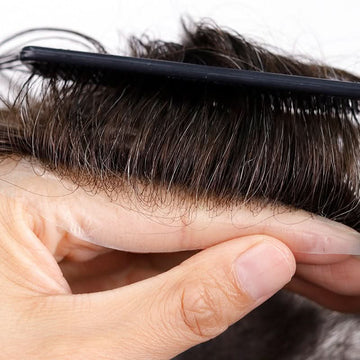 0.04–0.06mm V-Loop Thin Skin Men's Hair System | 8x10 | Antimicrobial Base — base construction detail