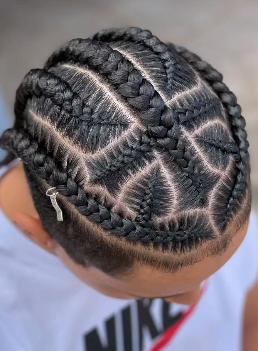 Cross of God Brazilian Virgin Human Hair Cornrow Braids Toupee with Front Lace – #1 Black Color, 8x10 Poly Skin Unit for Black Men