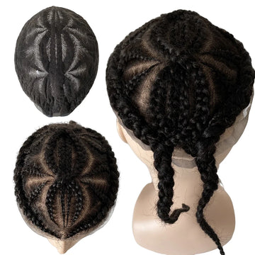 Afro Corn Braids Double 8 Corn Braids Toupee Full Lace Topper for Black Women