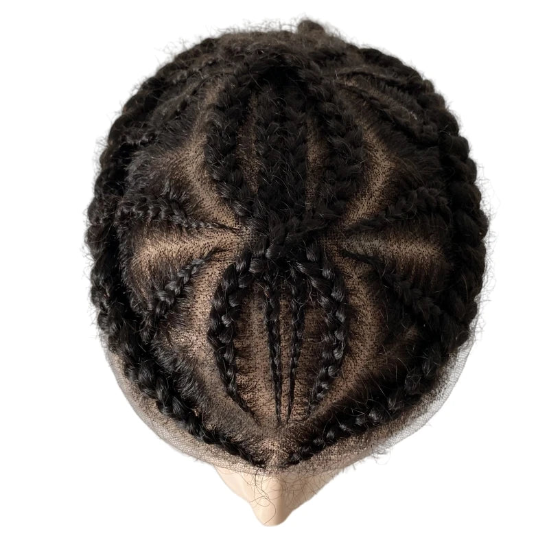 Afro Corn Braids Double 8 Corn Braids Toupee Full Lace Topper for Black Women