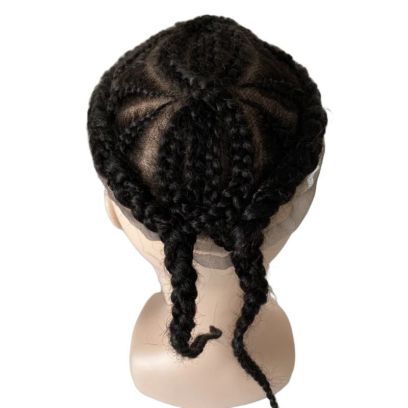 Afro Corn Braids Double 8 Corn Braids Toupee Full Lace Topper for Black Women