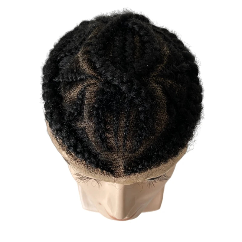 Afro Corn Braids Double 8 Corn Braids Toupee Full Lace Topper for Black Women