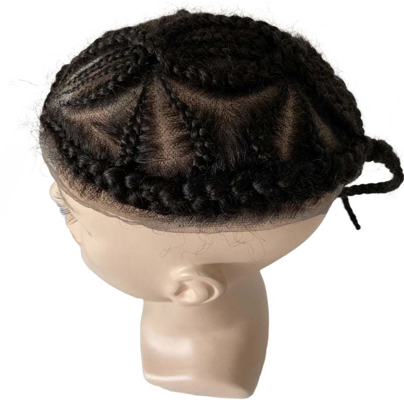 Afro Corn Braids Double 8 Corn Braids Toupee Full Lace Topper for Black Women