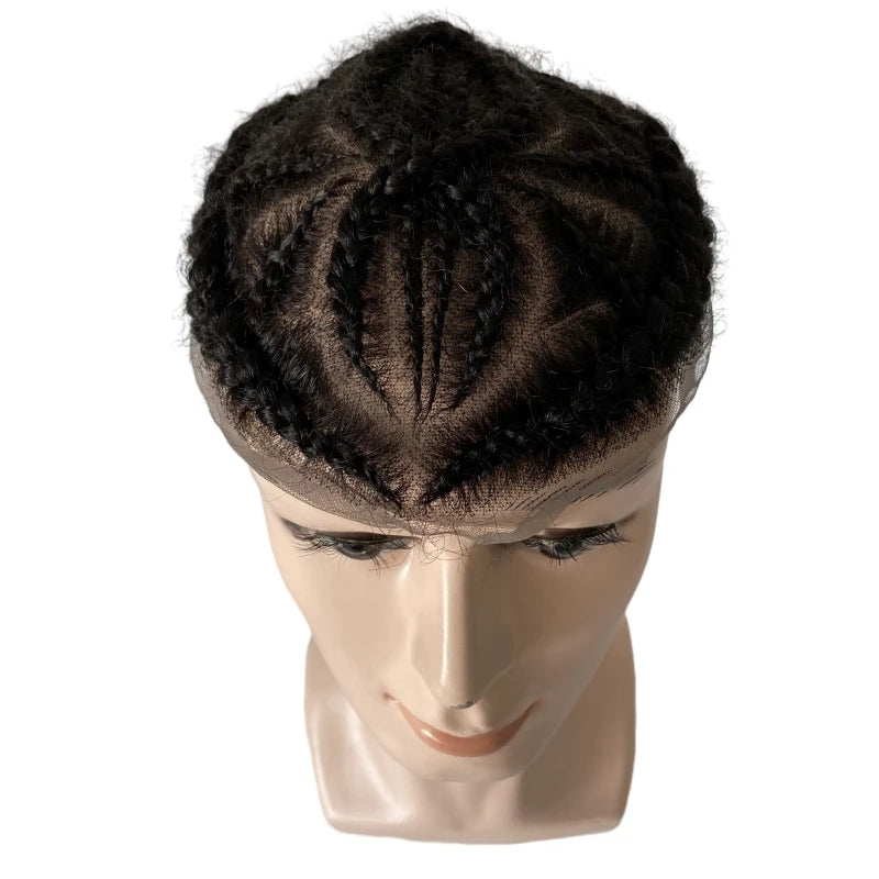 Afro Corn Braids Double 8 Corn Braids Toupee Full Lace Topper for Black Women