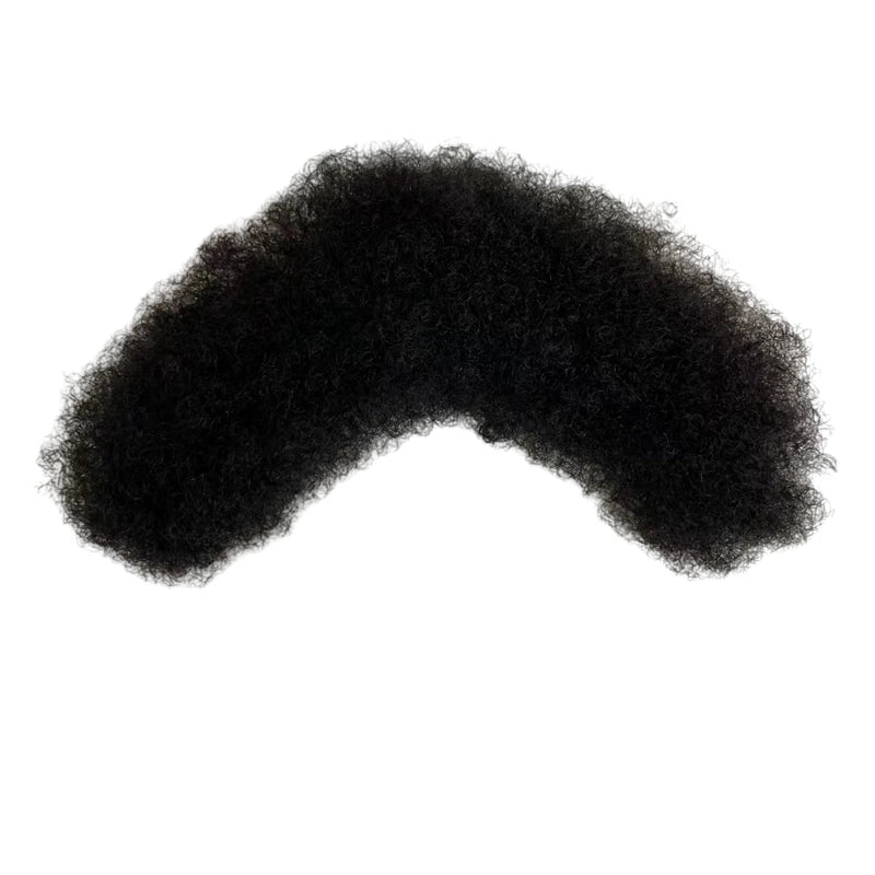Brazilian Virgin Human Hairpieces Afro Kinky Curl 4x15cm Lace Hairline for Black Men - front hairline view