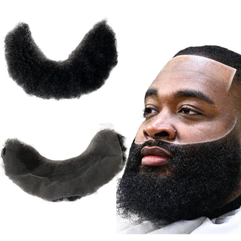 Brazil szűz emberi hajból készült afro göndör póthajak, 4x15 cm csipkés hajvonallal fekete férfiak számára