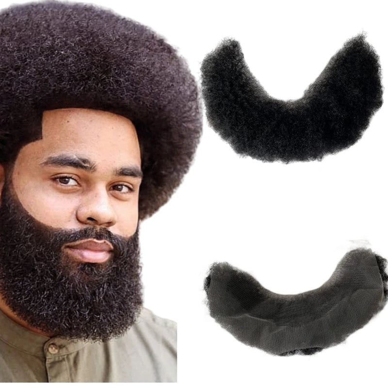 Brazil szűz emberi hajból készült afro göndör póthajak, 4x15 cm csipkés hajvonallal fekete férfiak számára