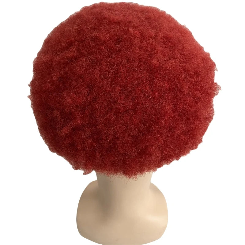 Brazilian Virgin Human Hair 8x10 Full Lace Toupee Afro Kinky Curl Red for Black Men