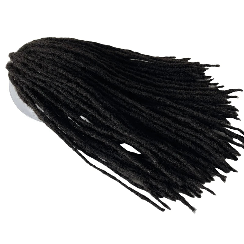 Brazylijska dziewicza peruka z naturalnych włosów 16 cali #1B czarna, front lace, dreadlocki dla mężczyzn