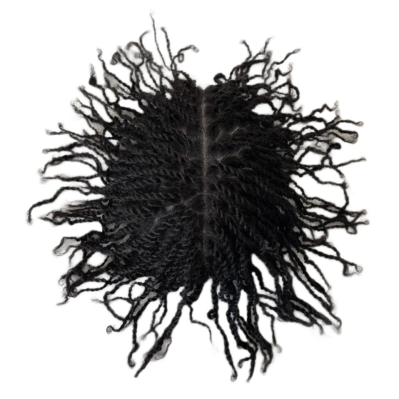 Brasiliansk virgin menneskehår fuld blonder-toupee afro twist-fletninger til sorte mænd 1B sort