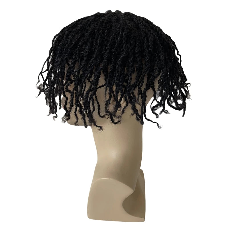 Brasiliansk virgin menneskehår fuld blonder-toupee afro twist-fletninger til sorte mænd 1B sort