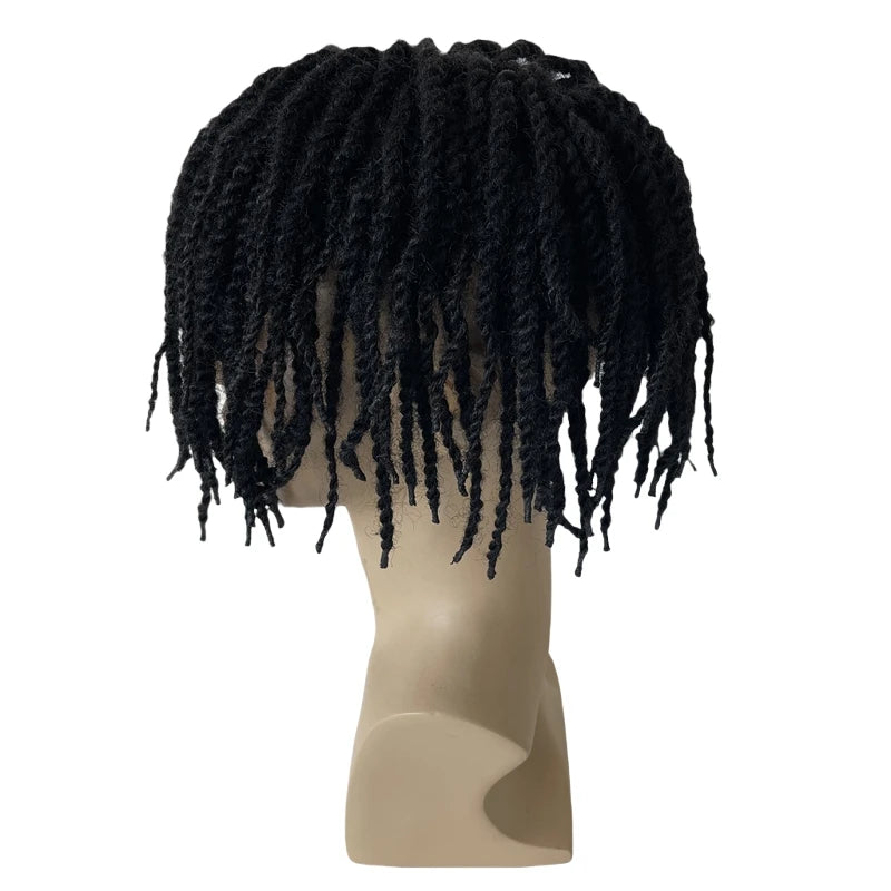 Brazil szűz emberi hajból készült teljes csipkés Afro Twist Fonatok póthaj fekete férfiaknak #1B fekete szín