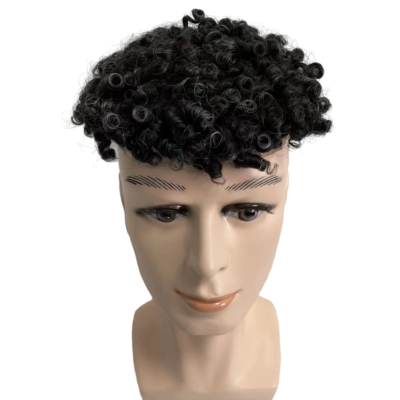 #1b20 Grey 15mm Curl Toupee Full Lace Units for Black Men