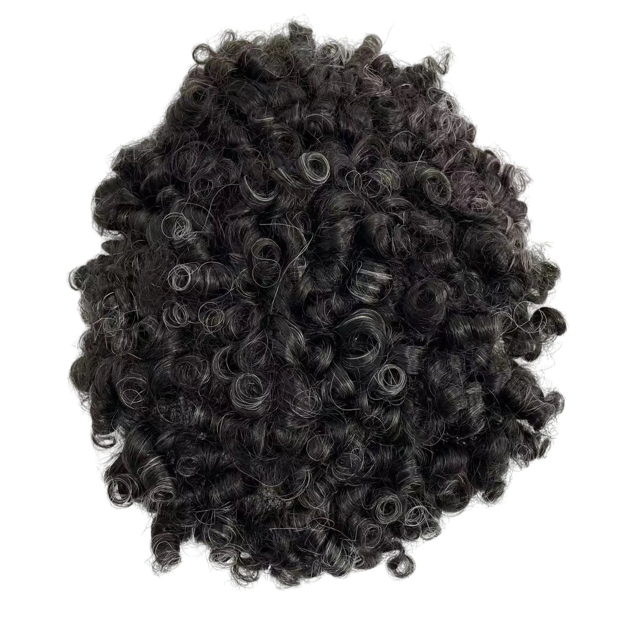 #1b20 Grey 15mm Curl Toupee Full Lace Units for Black Men