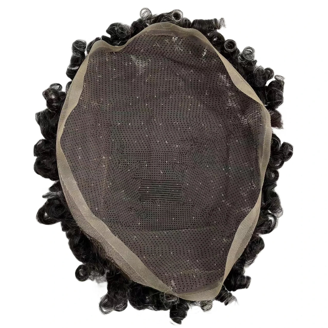 #1b20 Grey 15mm Curl Toupee Full Lace Units for Black Men - product view