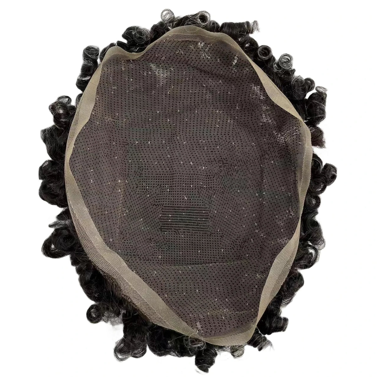 #1b20 Grey 15mm Curl Toupee Full Lace Units for Black Men