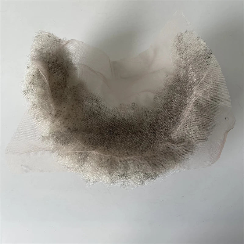 Braziliai szűz emberi hajból készült csipkés egység 1B90 szürke afro szakáll 7x22 cm fekete férfiaknak