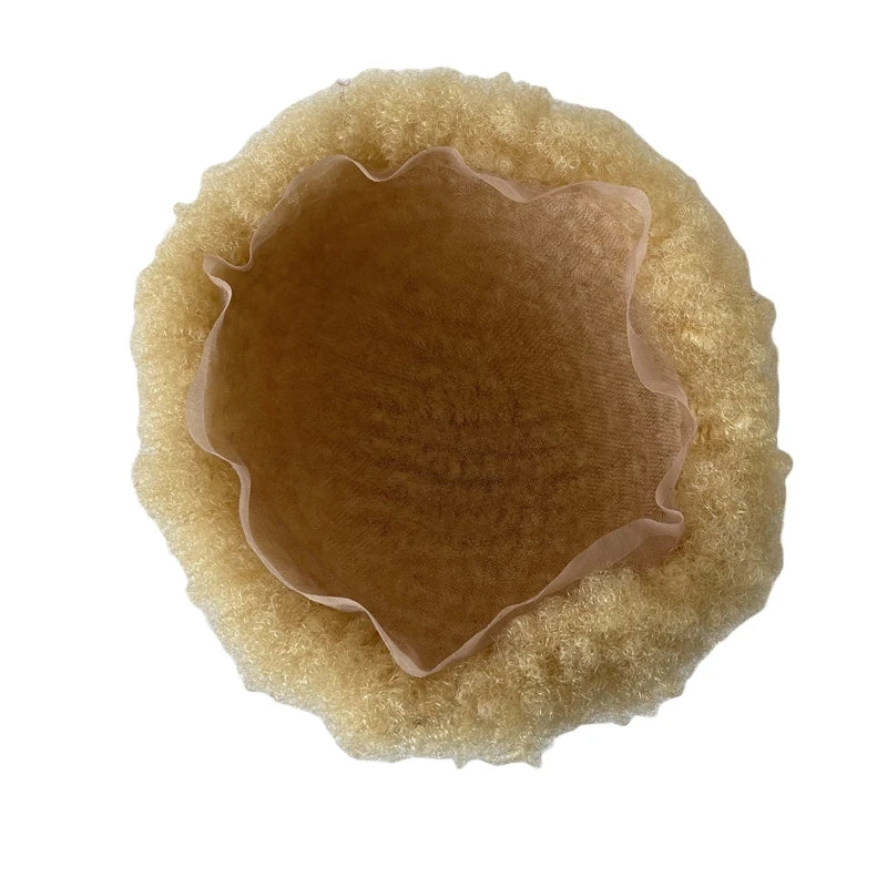 Brasilianisches Jungfrauen-Echthaar Afro Toupee 4mm Wurzel Blond Farbe 613 Vollspitzen-Unit für schwarze Männer 8x10