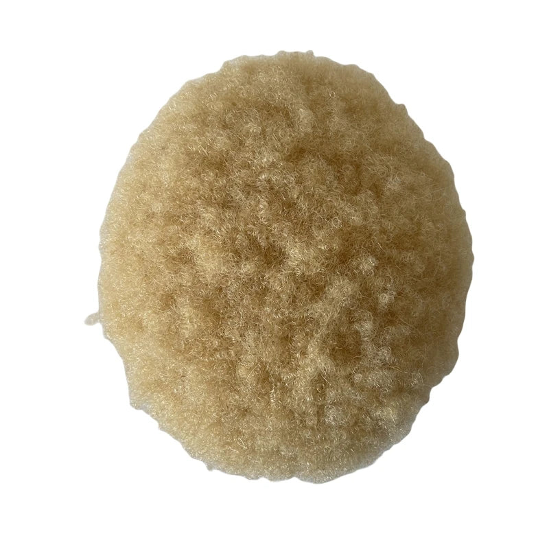 Brasilianisches Jungfrauen-Echthaar Afro Toupee 4mm Wurzel Blond Farbe 613 Vollspitzen-Unit für schwarze Männer 8x10