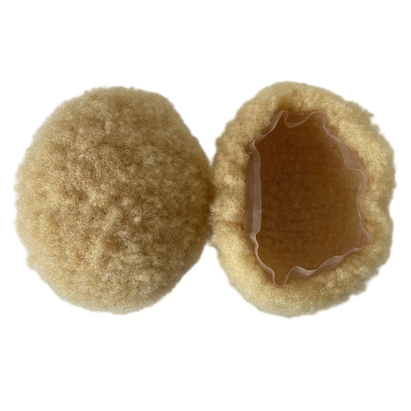 Brasilianisches Jungfrauen-Echthaar Afro Toupee 4mm Wurzel Blond Farbe 613 Vollspitzen-Unit für schwarze Männer 8x10