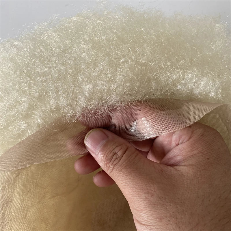 6mm Root Afro Golf Platina Blond 60# Volledig Kant Toupet voor Zwarte Mannen