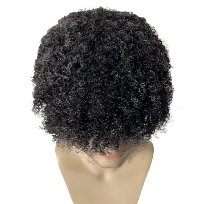 Brazil szűz emberi hajból készült teljes csipke tupé 8 mm hullámmal #1B10 idősebb fekete férfiaknak