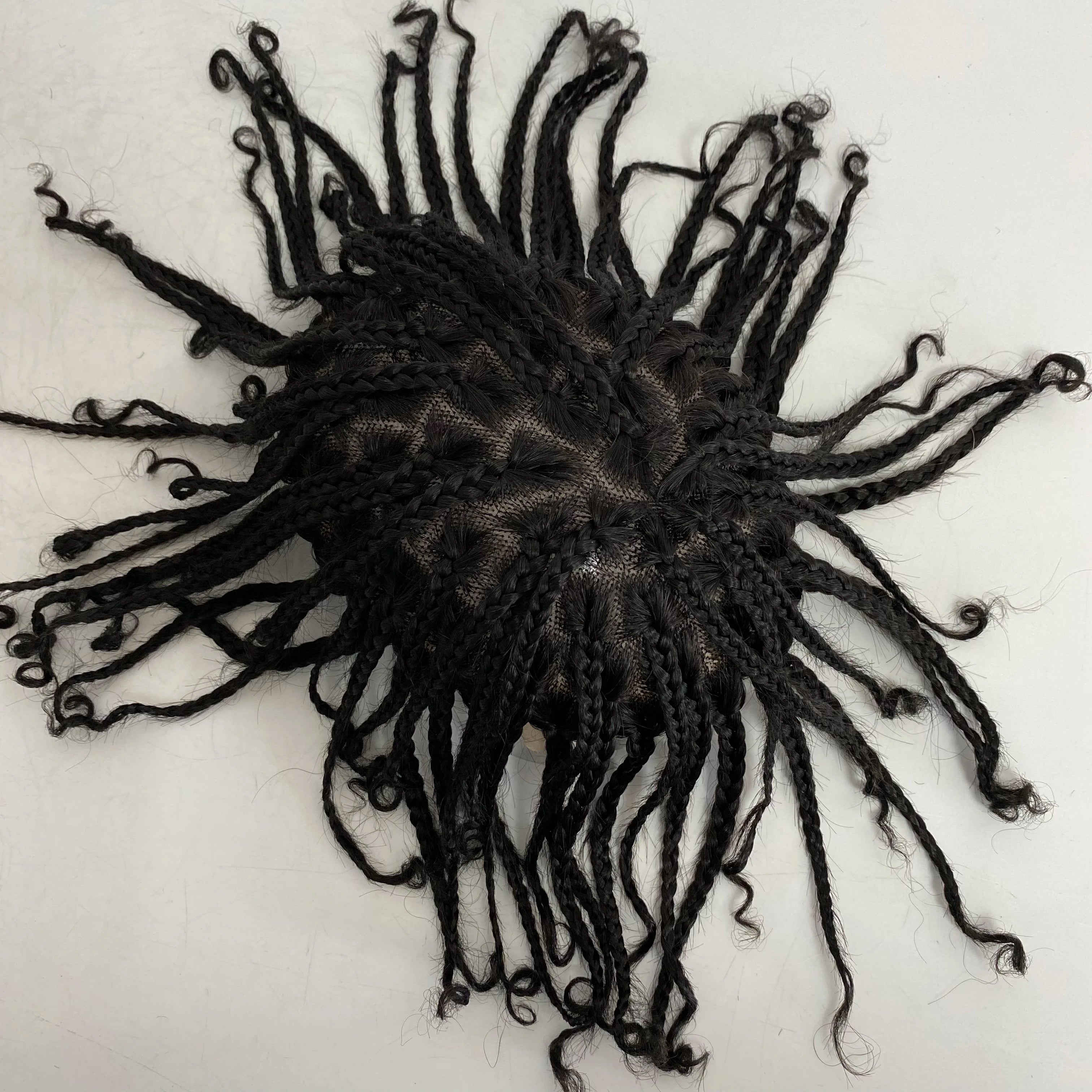 System wymiany włosów, warkocze afro, mono-koronka, ludzkie włosy dla czarnoskórych mężczyzn 8x10