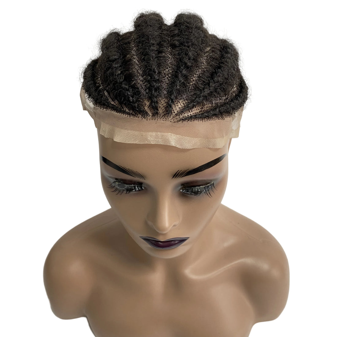 Afro Corn Braids Full Lace Toupee for Black Men - hair color detail